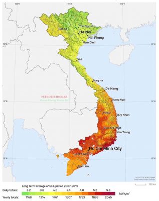 Bản đồ bức xạ mặt trời tại Việt Nam mới nhất năm 2024