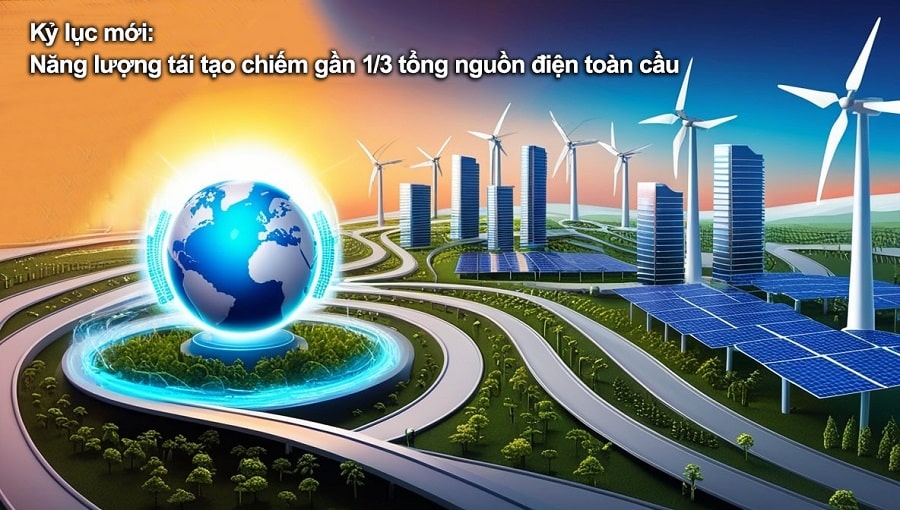 Kỷ lục mới: Năng lượng tái tạo chiếm gần 1/3 tổng nguồn điện toàn cầu